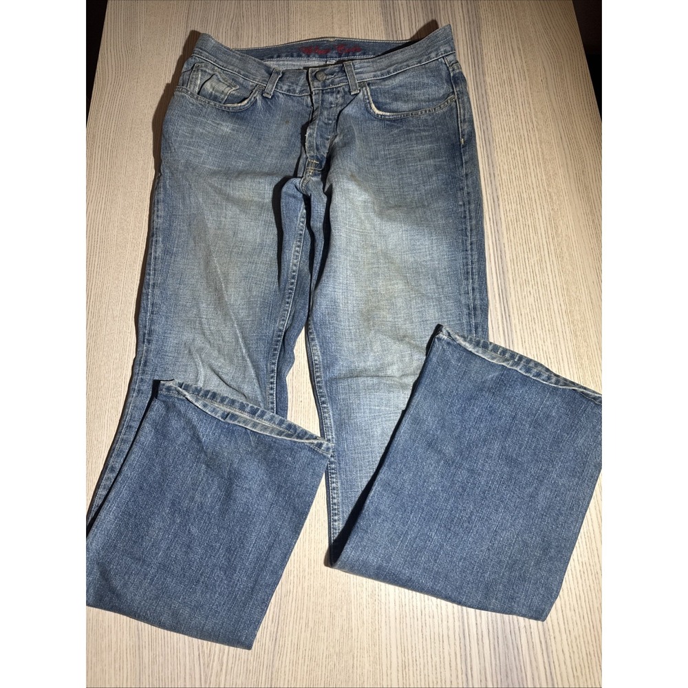 Vintage Blue Cult Jeans Men 32 Light Blue Faded Distressed Y2K Bootcut Denim